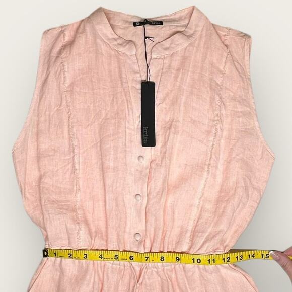 NWT | Krisa | Sleeveless Crop Linen Jumpsuit | Light Pink | Small - Picture 9 of 13